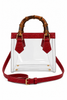 Gameday Luxe - Jules Bamboo Handle Clear Handbag: Red