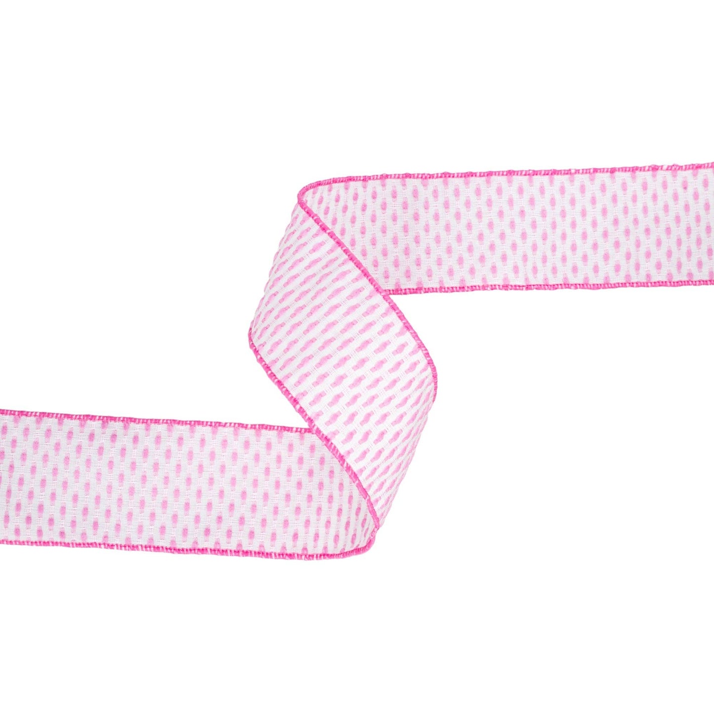 LA Ribbons Wholesale - 2 1/2" Wired Ribbon | Pink/White Woven | 10 Yard Roll