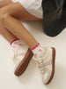 Hot Pink Bow Ruffle Grip Sock