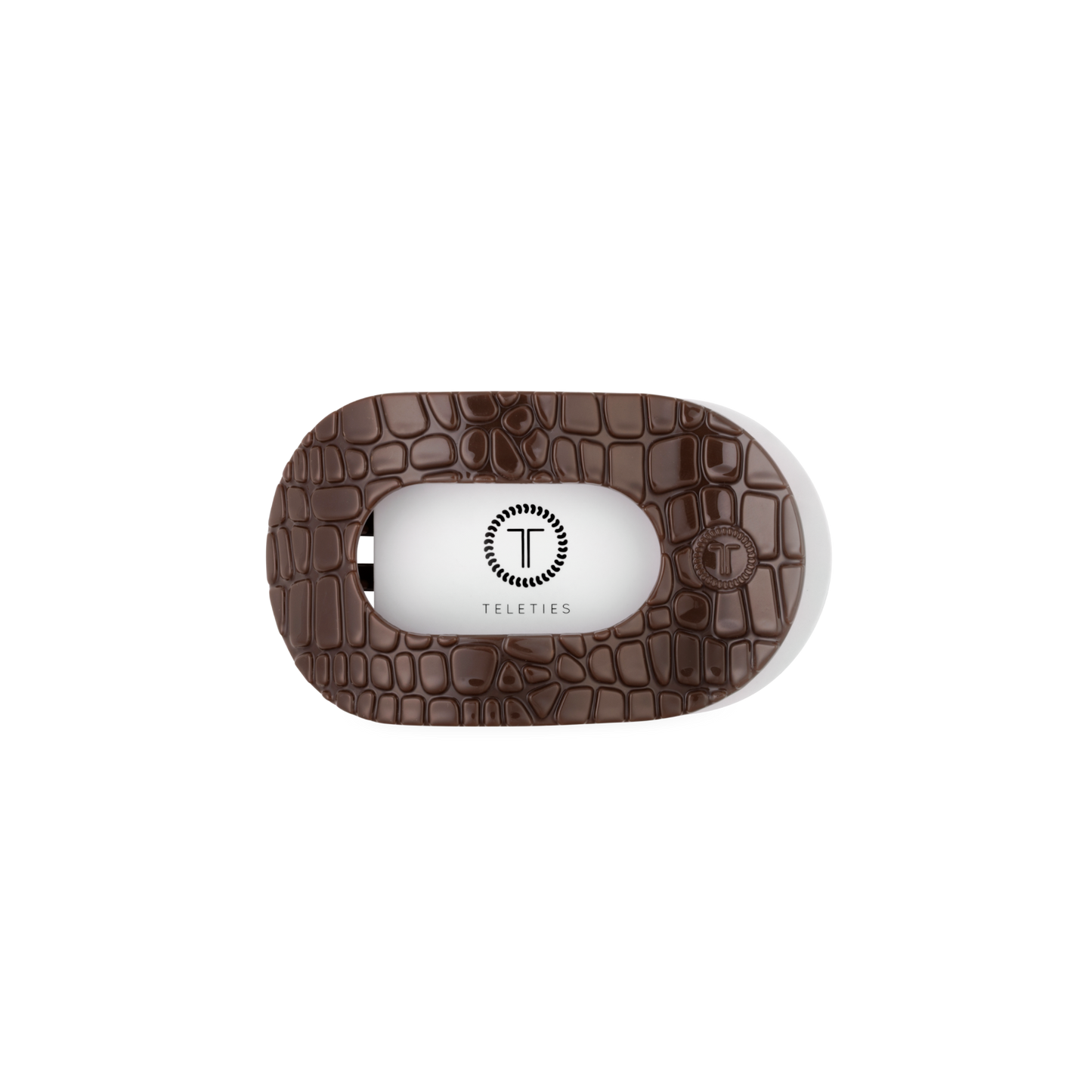 TELETIES - Brown Crocodile Small Flat Round Hair Clip
