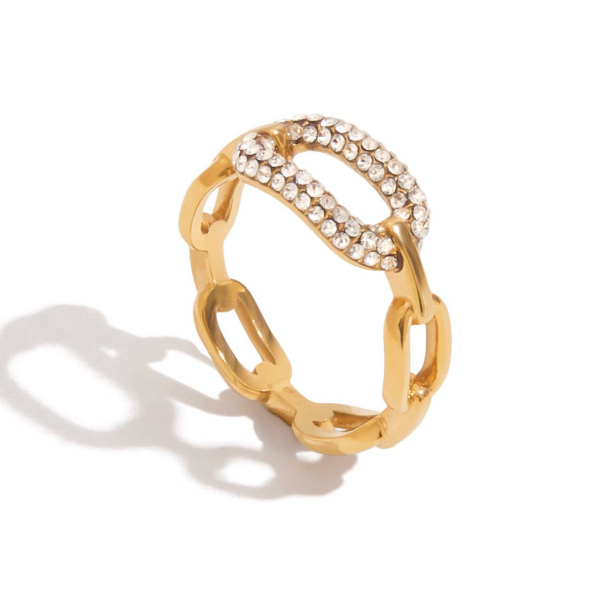 Savvy Bling - CZ Gold Link Ring Waterproof  : 7