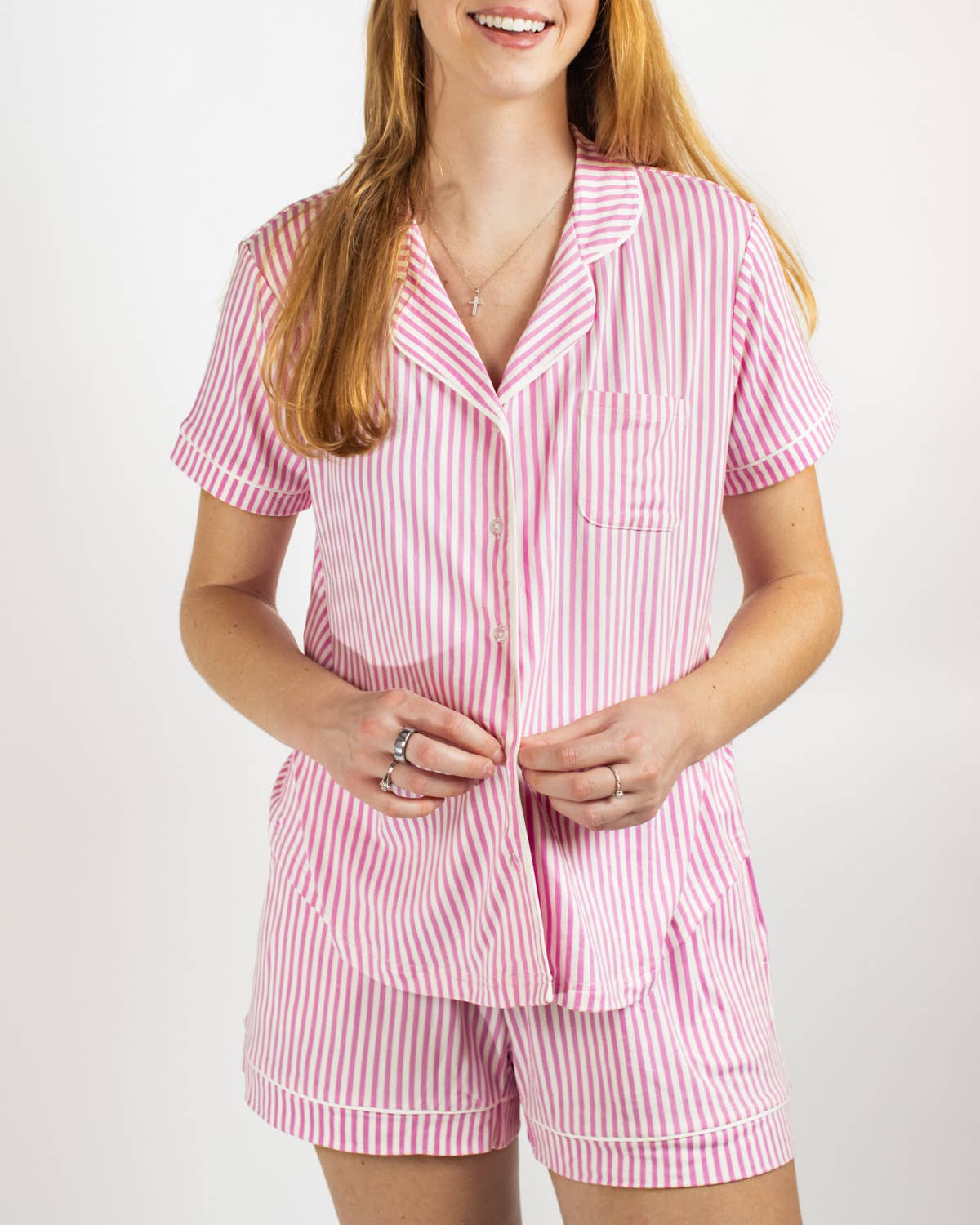 The Royal Standard - Pinstripe Sleep Shorts   Pink/White   -Asst.: Large