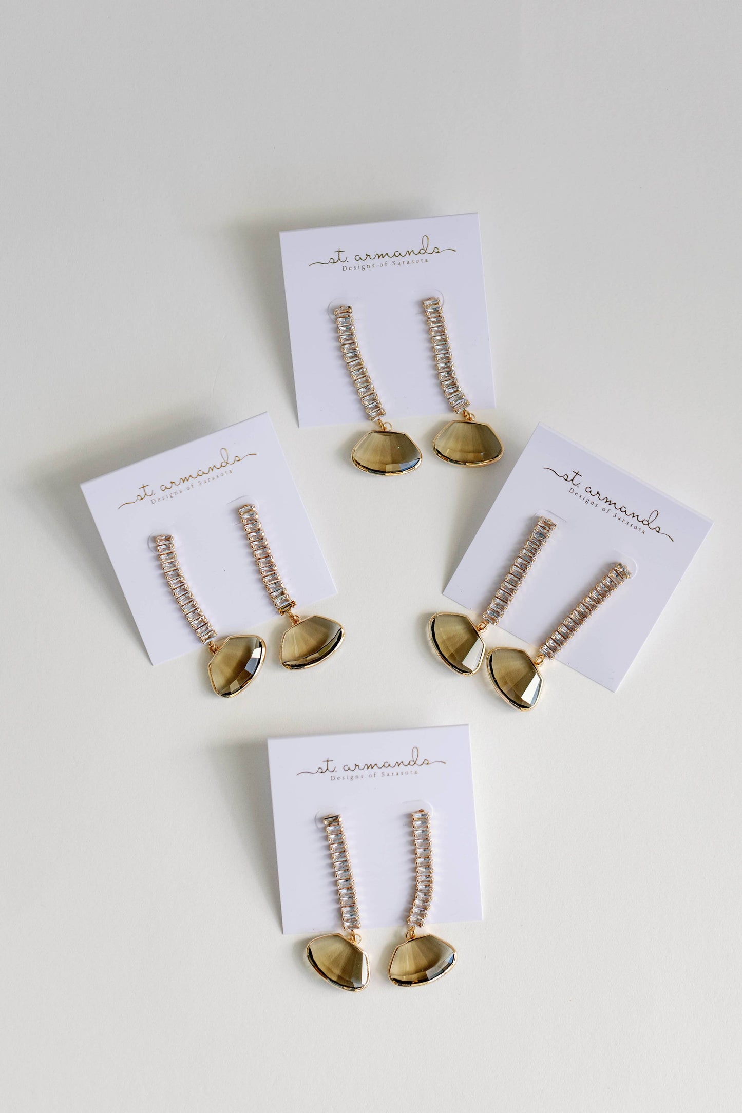 St Armands Designs of Sarasota - Brown Swingy Diamond Drop Fall Statement Earrings
