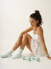 Effortless Club - 🍒 Cherry Ruffle Grip Sock [Baby Blue], Pilates Socks