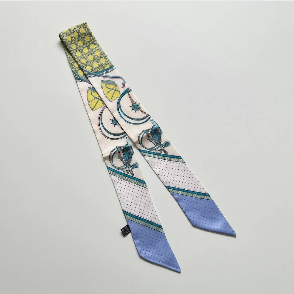 Abstract Pattern Printed Twilly Skinny Scarf: Pink