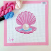 Cotswold Co Designs - Pink Pearl Shell Needlepoint Canvas, Artisan Printed Canvas,