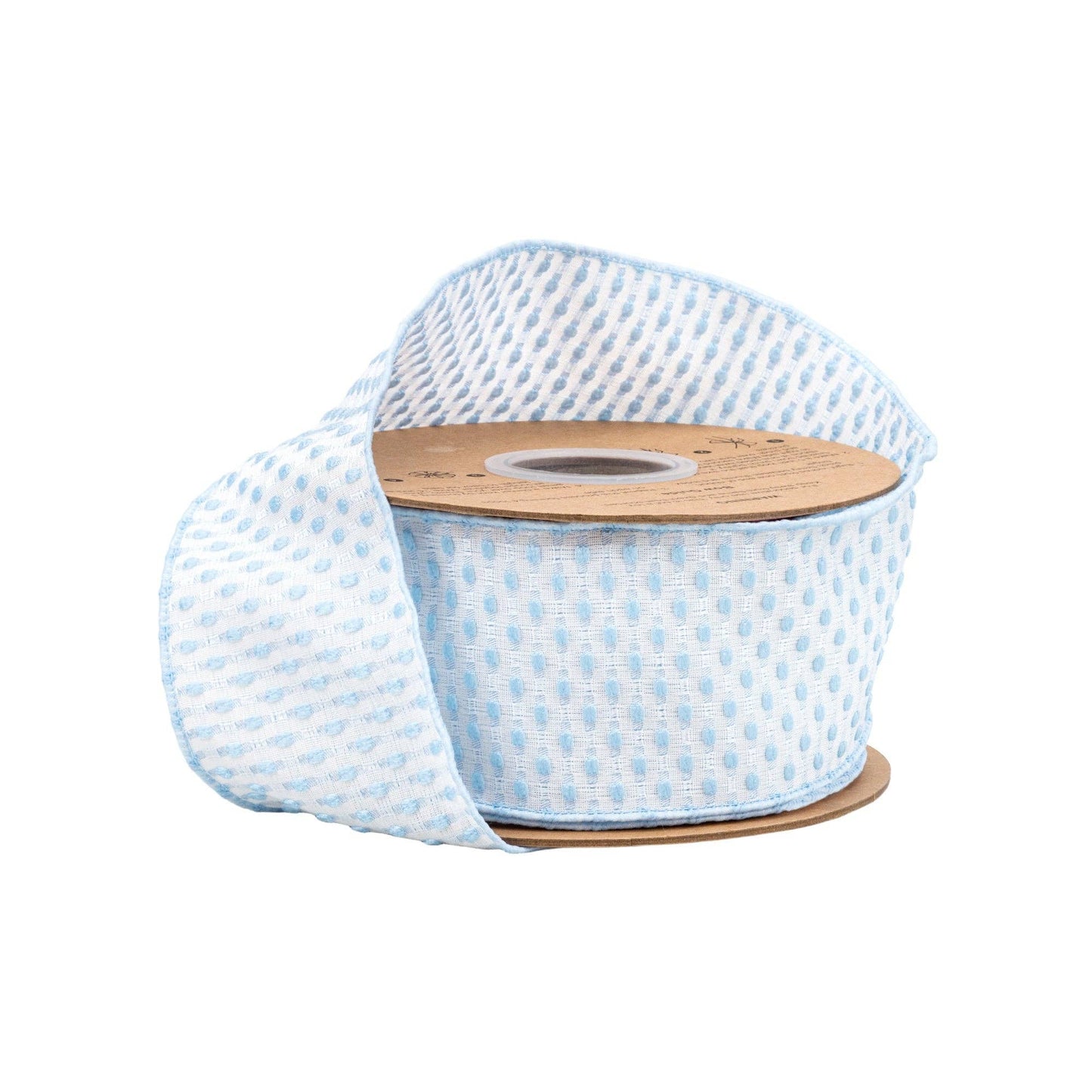 LA Ribbons Wholesale - 2 1/2" Wired Ribbon | Blue/White Woven | 10 Yard Roll