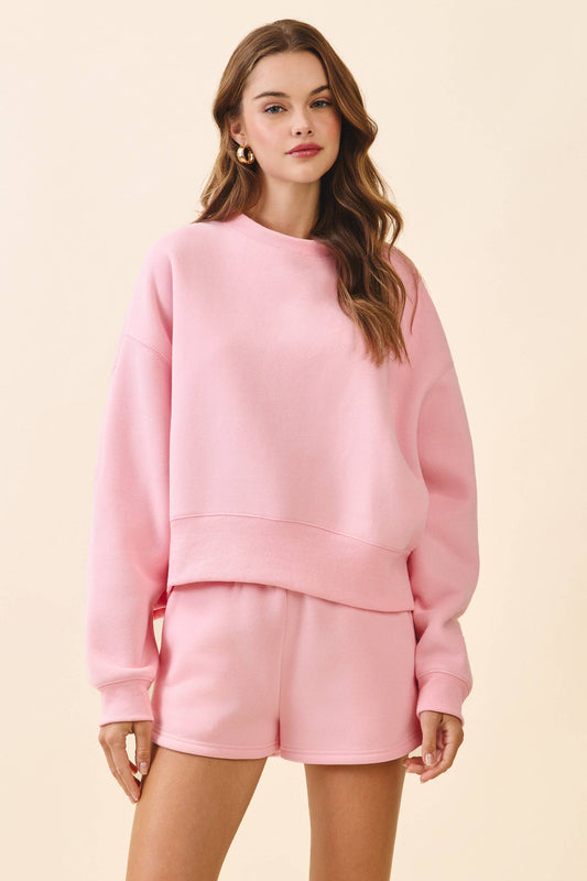 TCEC - CT7976-Dropped Shoulder Sweatshirt : Baby Pink / S