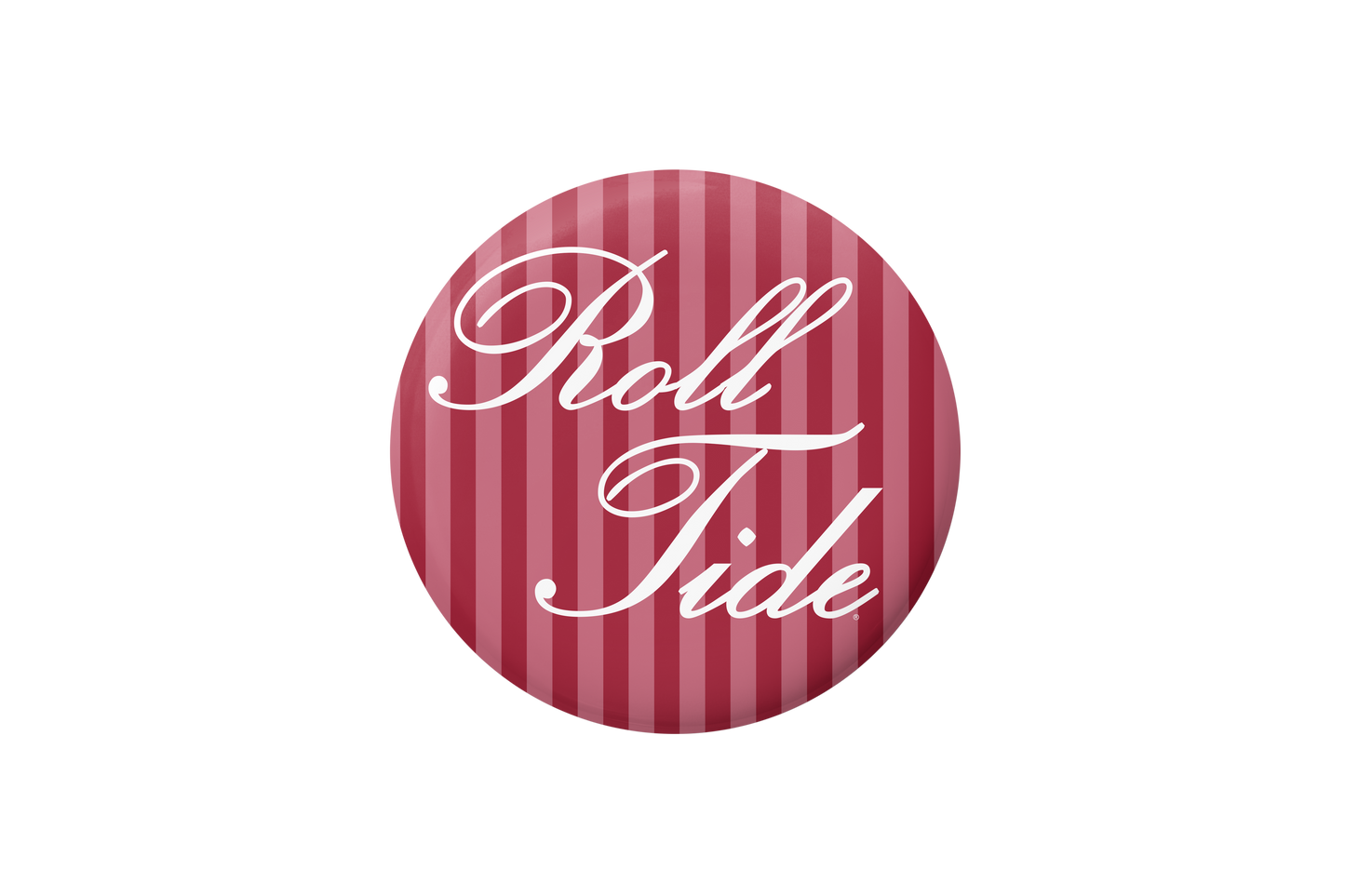 Cute As A Button - Alabama Striped Roll Tide Button
