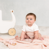 Feltman Brothers - Girls Pointelle Contrast Knit Romper: Blush / 9M