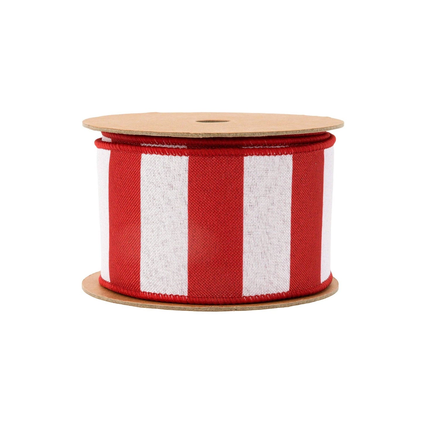 LA Ribbons Wholesale - 2 1/2" Wired Ribbon | Cabana Horizontal Stripe Red | 10 Yard Spool