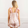 8 Oak Lane - Pink Bow Toile Tie Top Satin Ruffle Short PJ Set: LG/XL