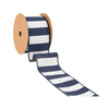 LA Ribbons Wholesale - 2 1/2" Wired Ribbon | Cabana Horizontal Stripe Navy | 10 Yard Spool