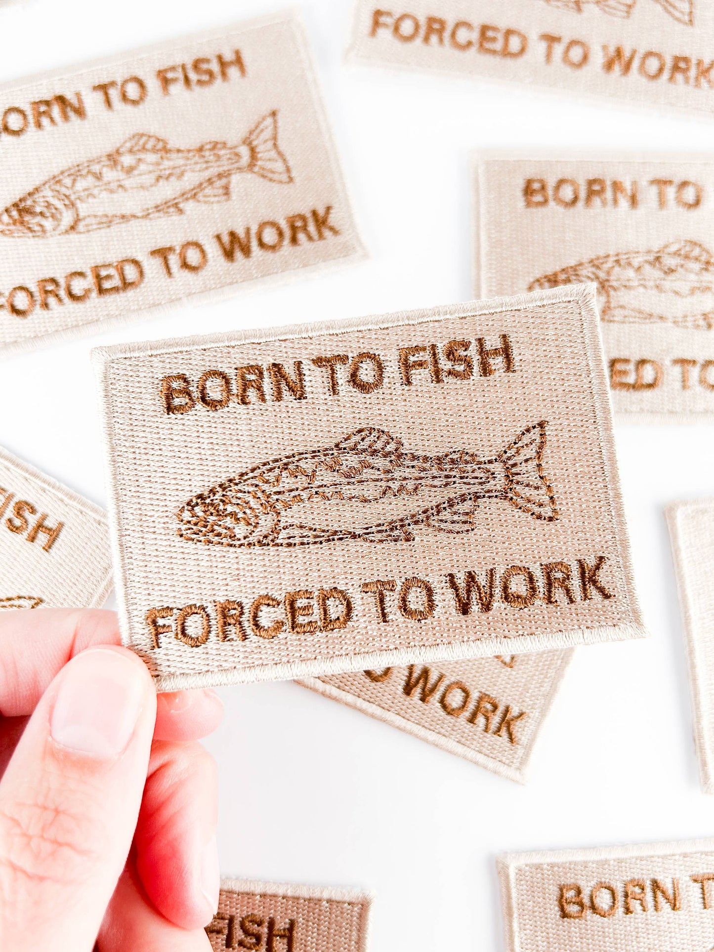 Field Trip Threads - Born to Fish, Forced to Work Patch – Embroidered Iron-On