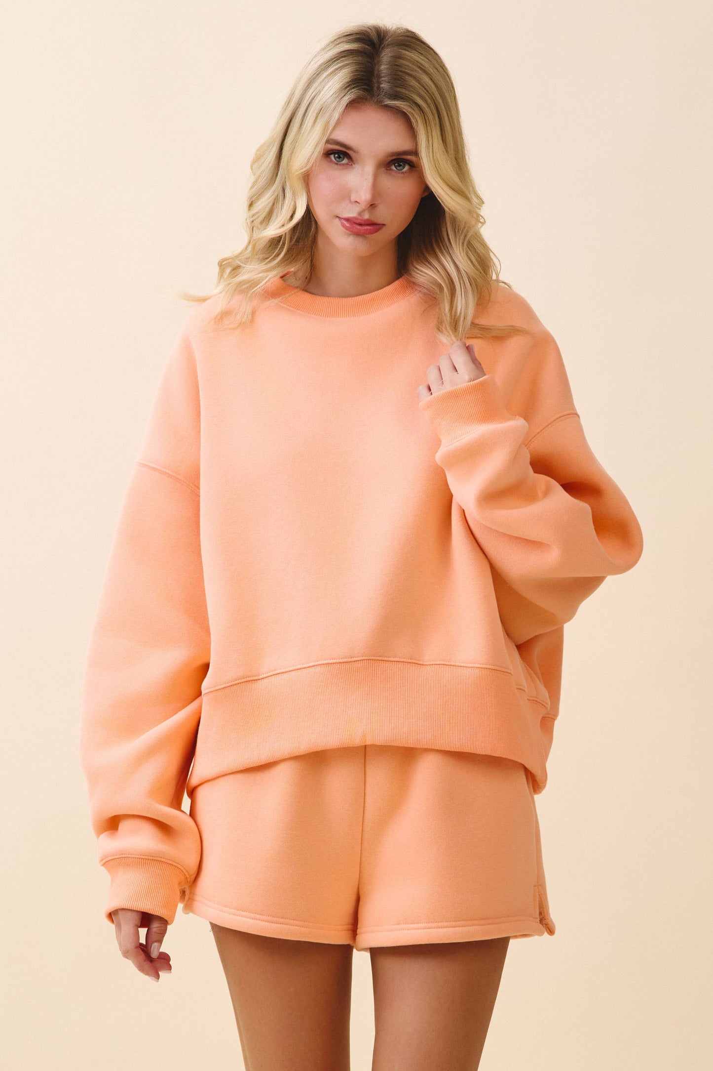 TCEC - CT7976-Dropped Shoulder Sweatshirt : Baby Pink / M