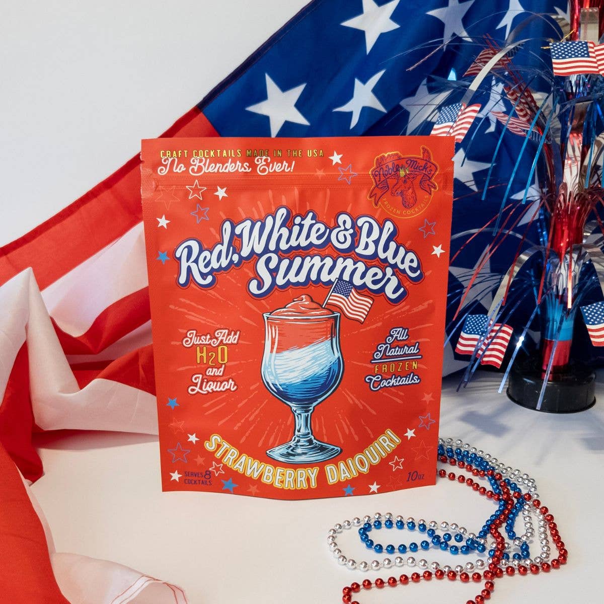Noble Mick's - Craft Beverage Company - Red, White & Blue Summer Strawberry Daiquiri Frozen Cocktail