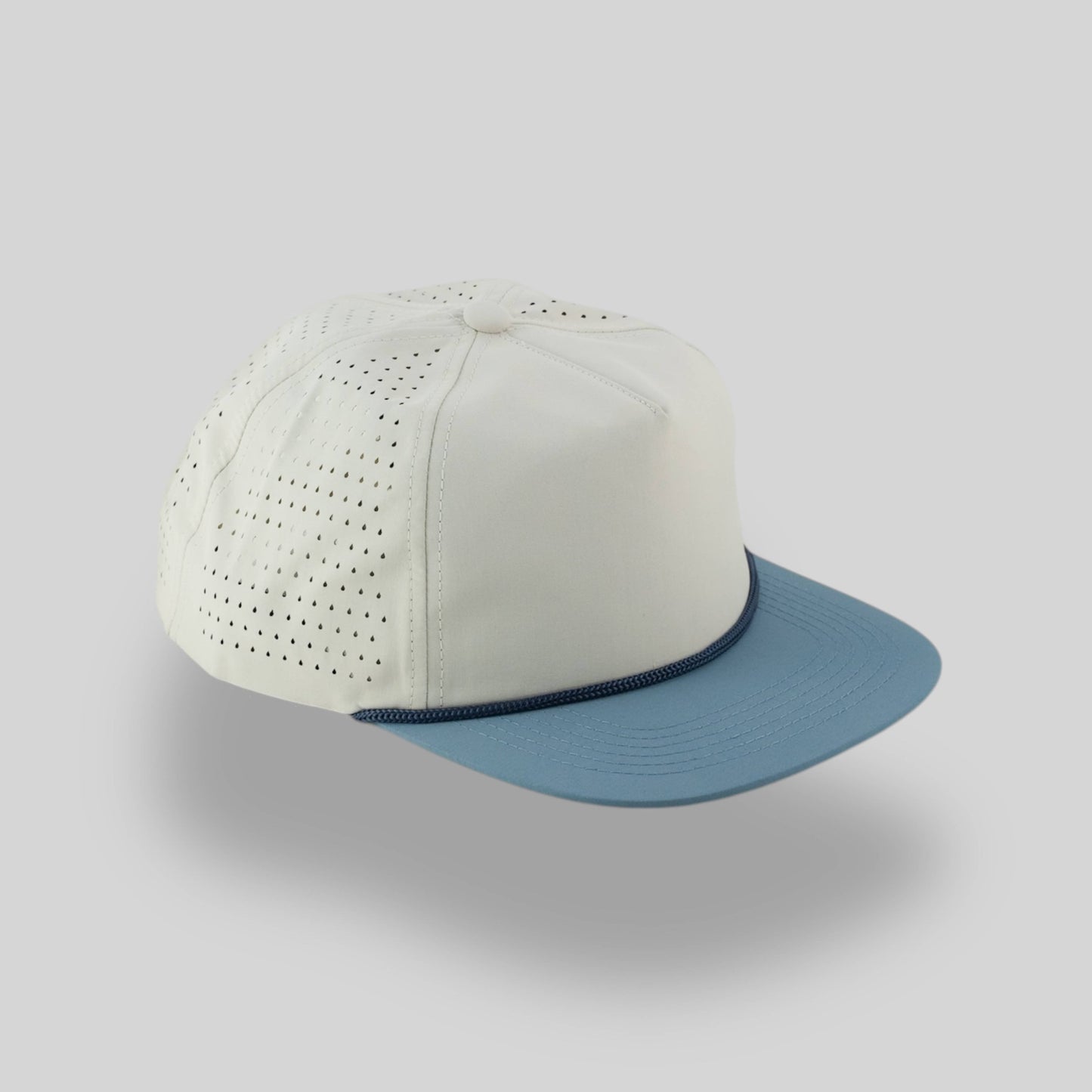 Blank Rope Hats - Perforated Bone-Steel Blue / Navy Rope