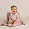 Feltman Brothers - Girls Jacquard Ruffled Knit Romper Footie & Bonnet: Pink / 0/3M