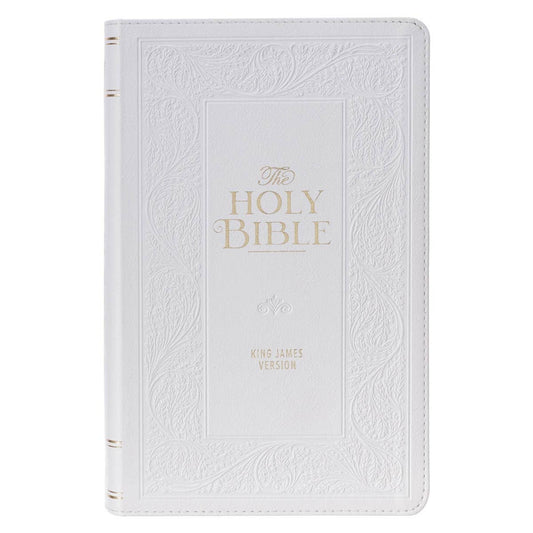 Christian Art Gifts - KJV Bible Giant Print Standard-size Faux Leather, White