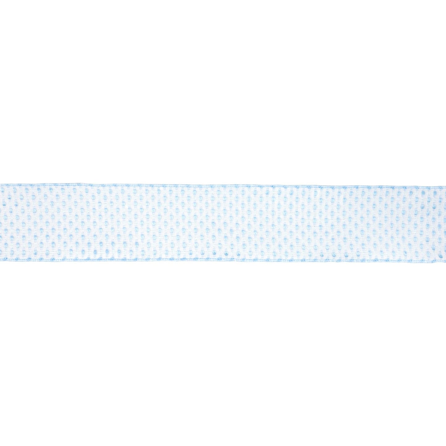 LA Ribbons Wholesale - 2 1/2" Wired Ribbon | Blue/White Woven | 10 Yard Roll