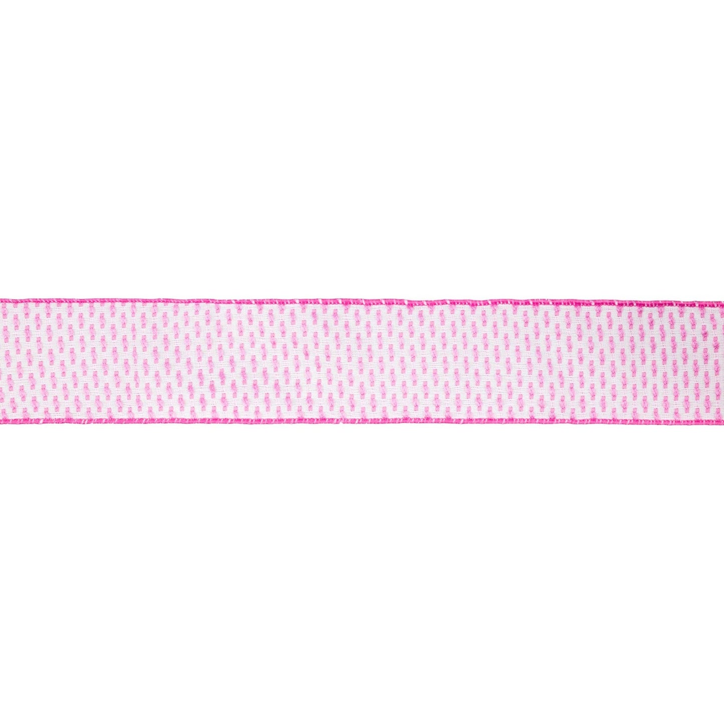 LA Ribbons Wholesale - 2 1/2" Wired Ribbon | Pink/White Woven | 10 Yard Roll