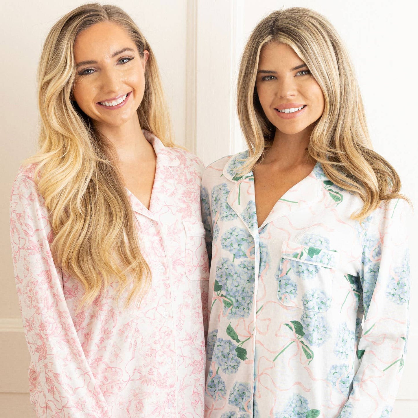 8 Oak Lane - Hydrangea Ribbons Luxe Long PJ Set: LG/XL
