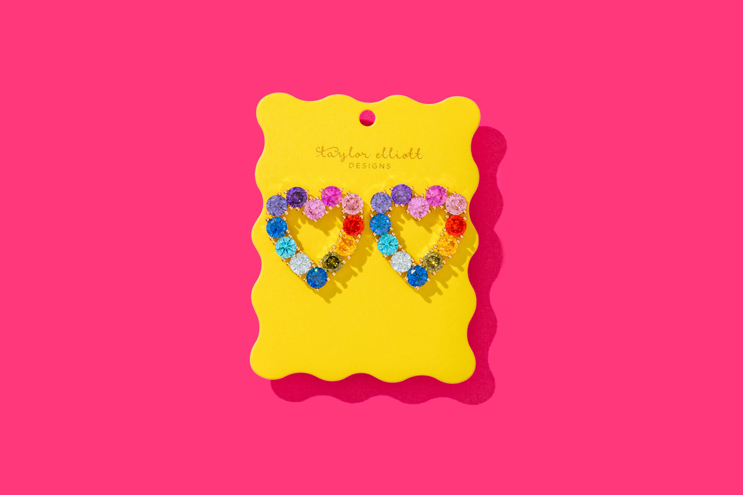 Taylor Elliott Designs - Drop Earrings - Hearts w/ Colorful Gems - Katie