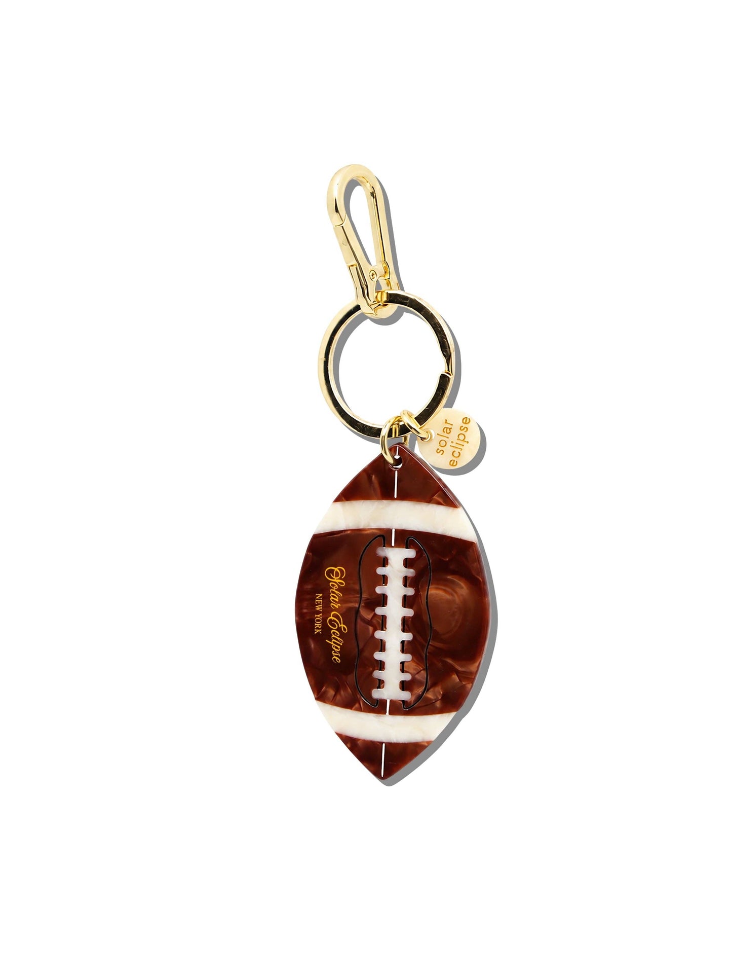 Solar Eclipse - Hand-painted Vintage Football Bag Charm + Keychain | Eco-Friendly