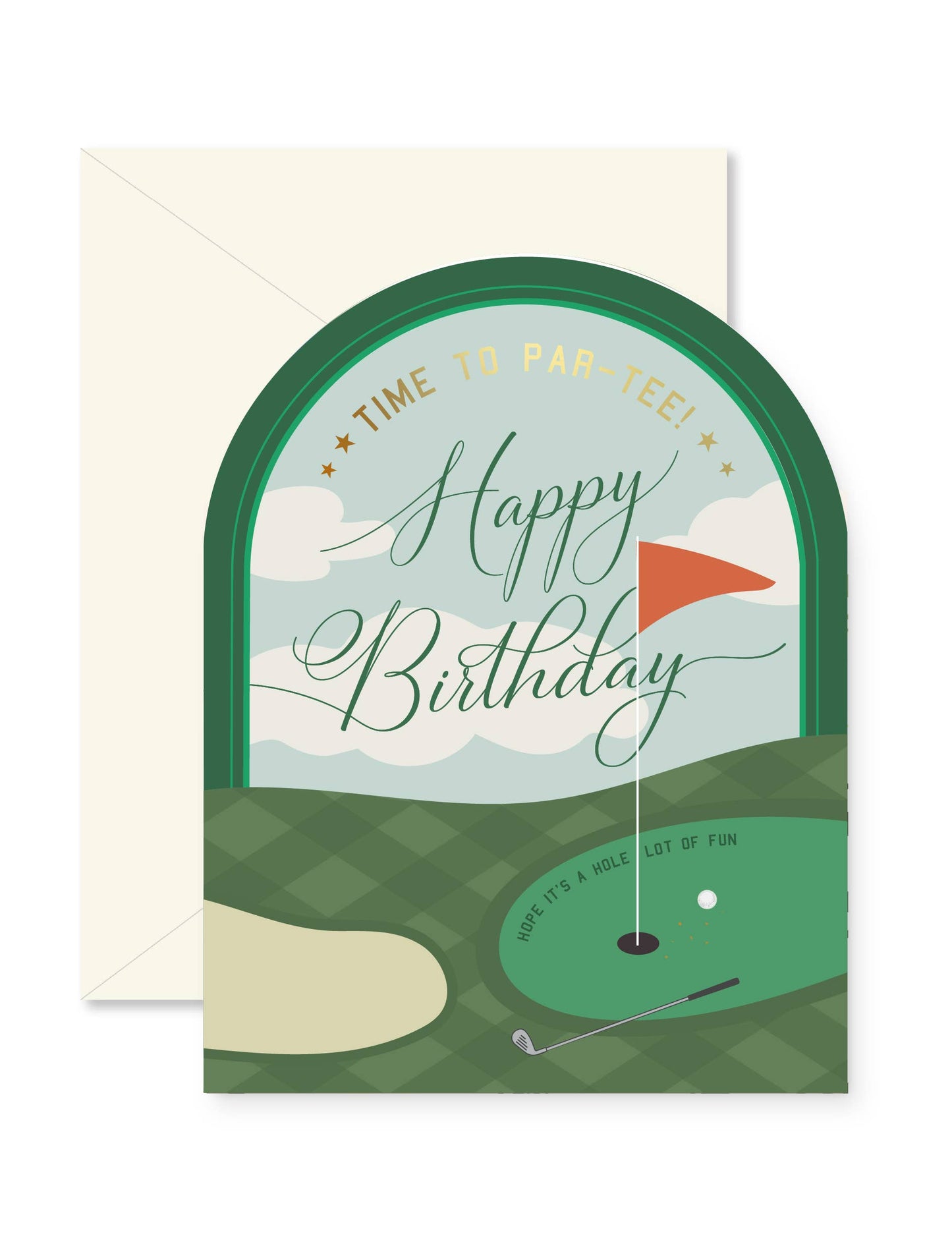 Ginger P. Designs - Time to Par-Tee Golf Birthday Arch Greeting Card