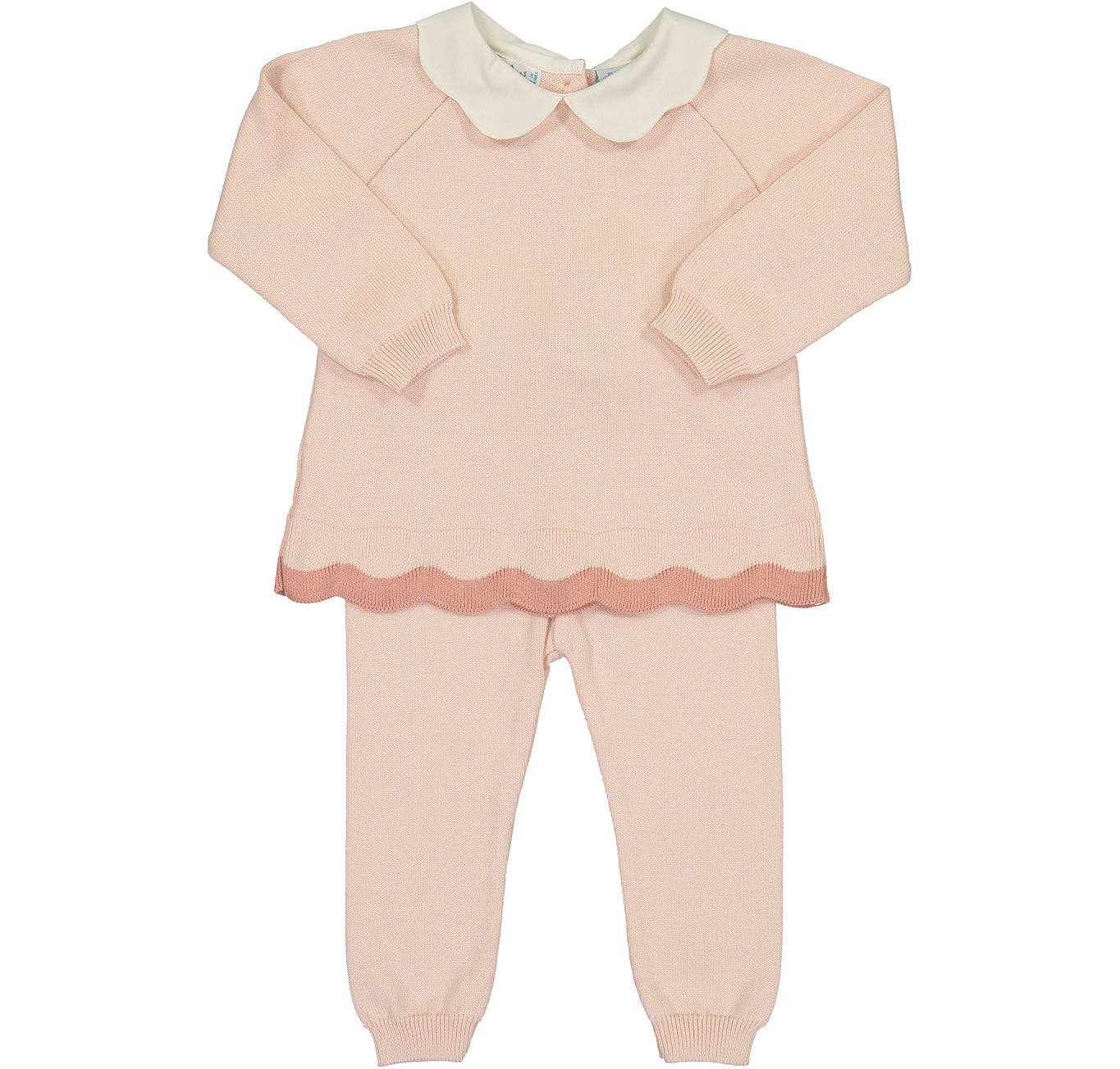 Feltman Brothers - Baby & Toddler Girls Scalloped Contrast Trim Knit Set: Blush / 4T