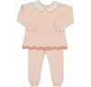 Feltman Brothers - Baby & Toddler Girls Scalloped Contrast Trim Knit Set: Blush / 4T