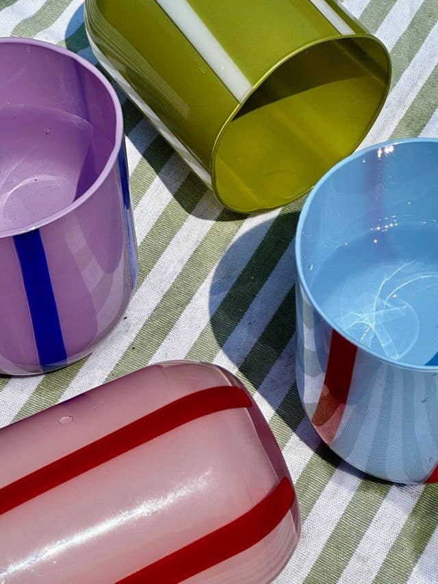 Atina Glass Tumbler - Pink & Red