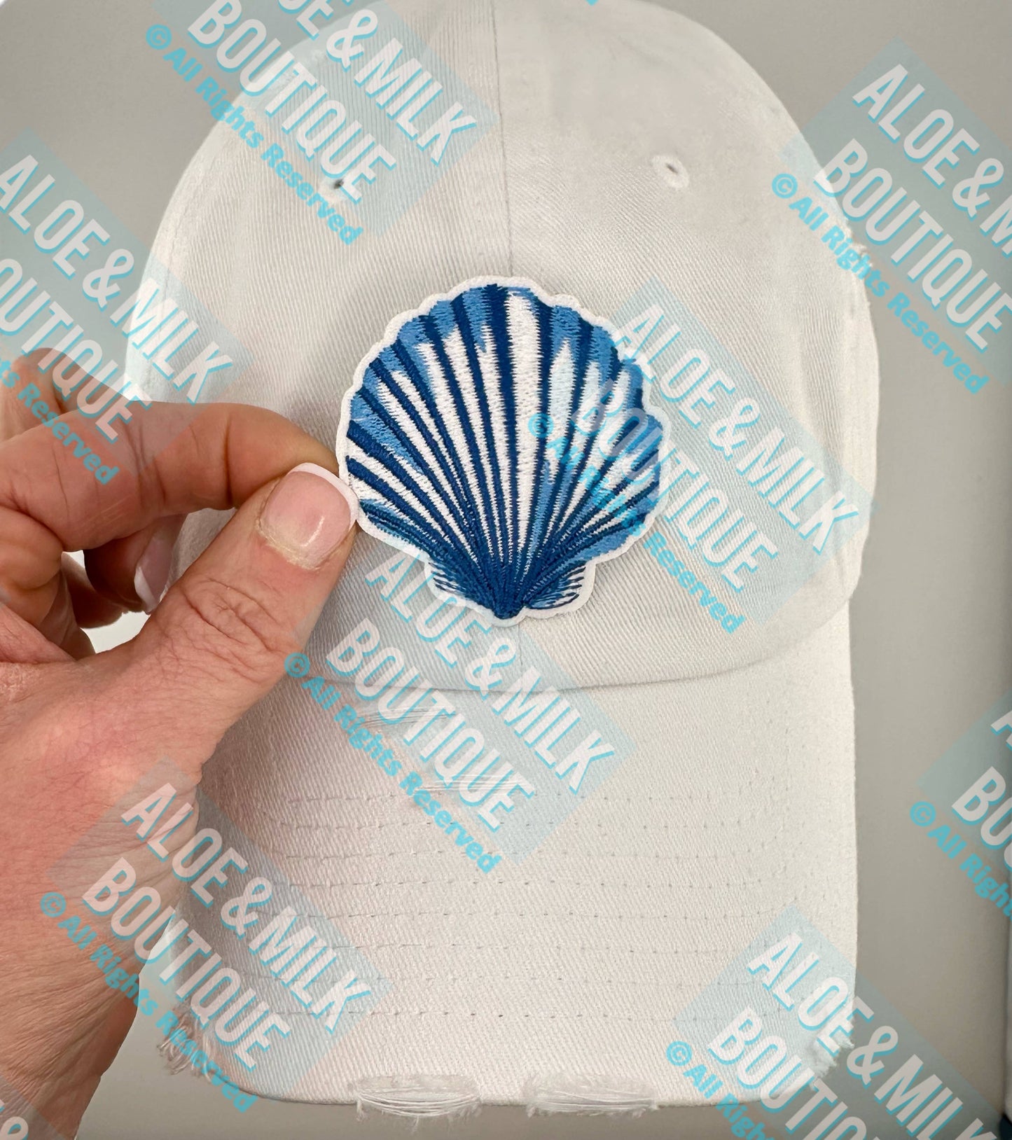 Aloe and Milk Boutique - Blue Sea Shell Patch, Blue Shell, Sea Shells, Beach Patches