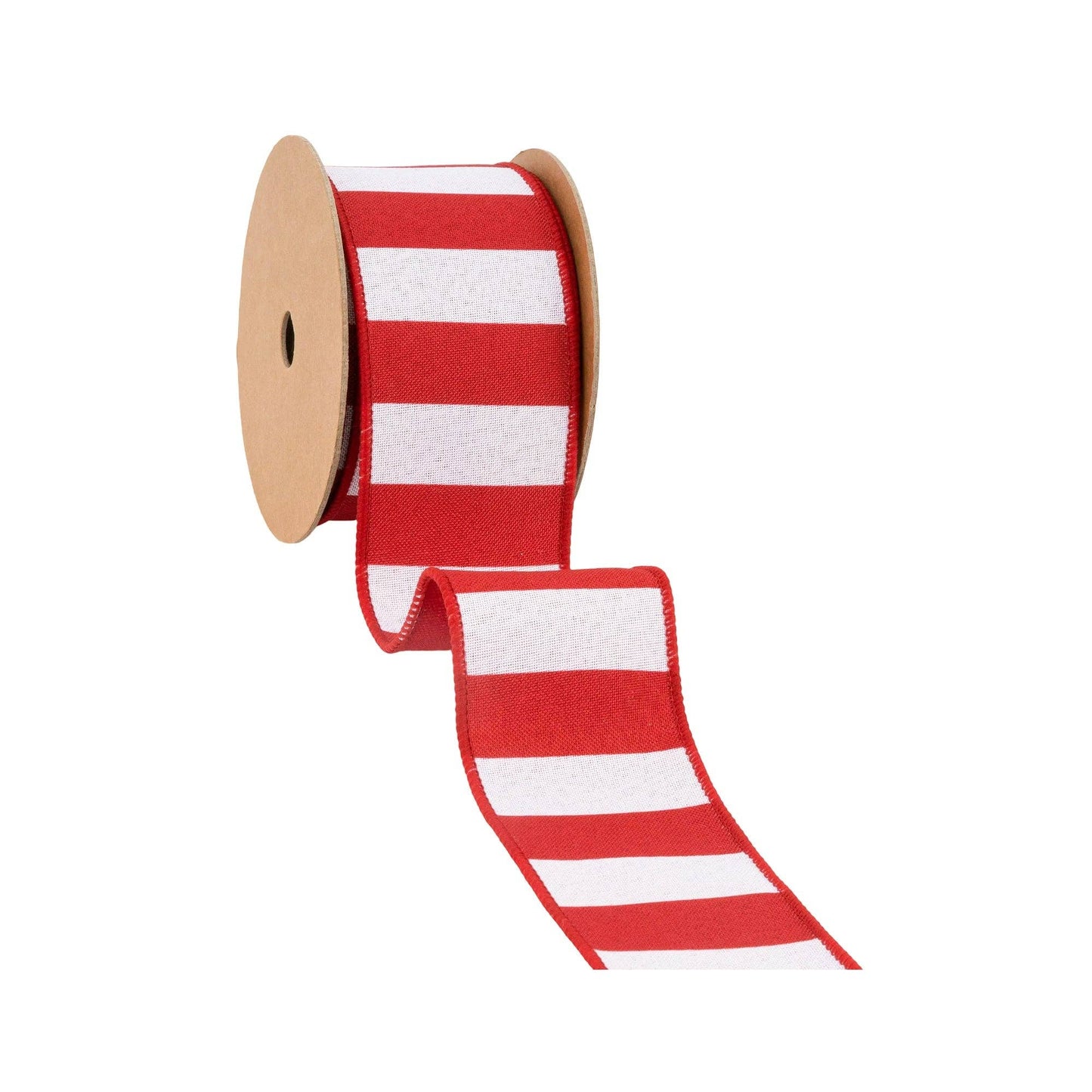 LA Ribbons Wholesale - 2 1/2" Wired Ribbon | Cabana Horizontal Stripe Red | 10 Yard Spool