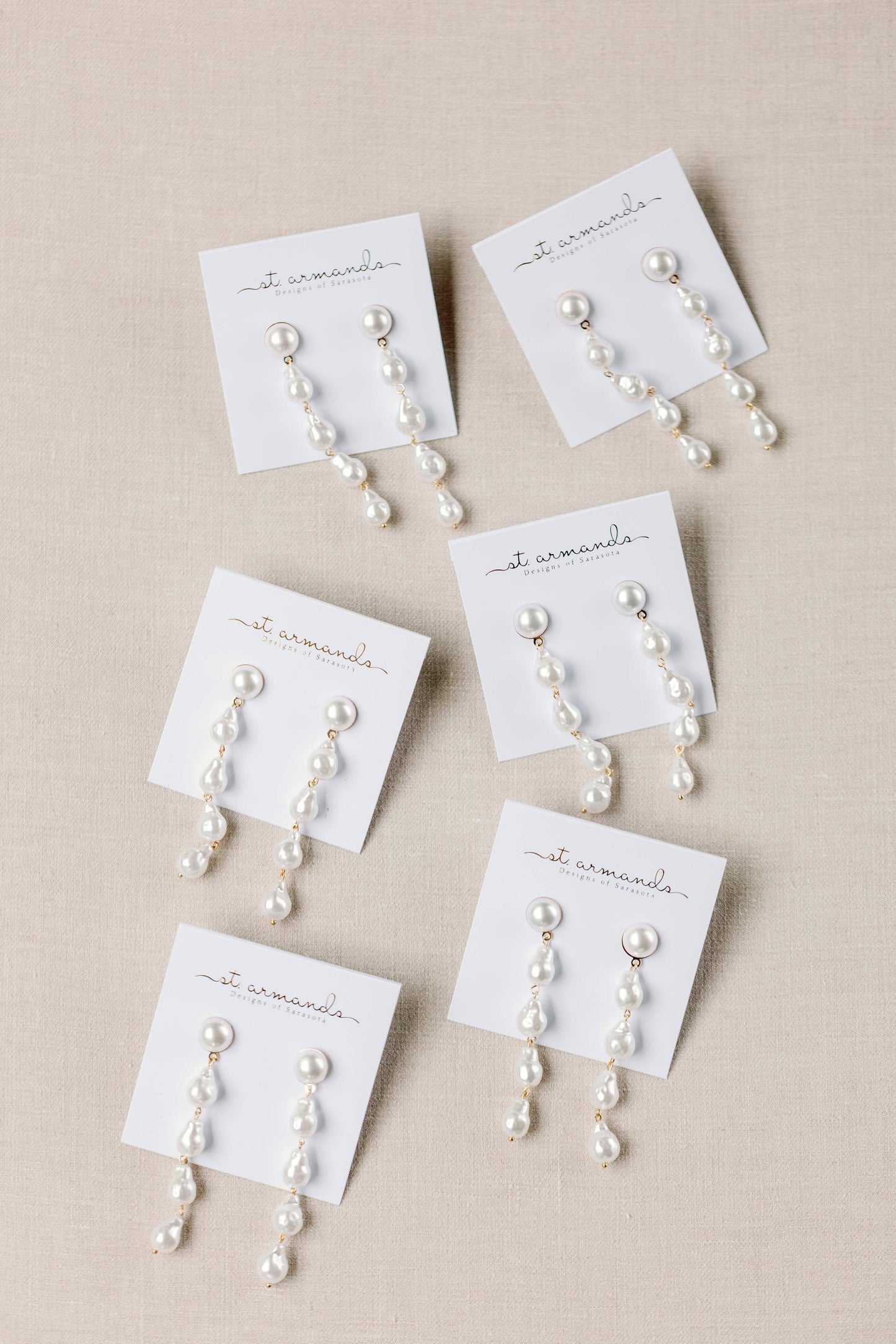 St Armands Designs of Sarasota - Natural Pearl Statement Drop Statement Earrings
