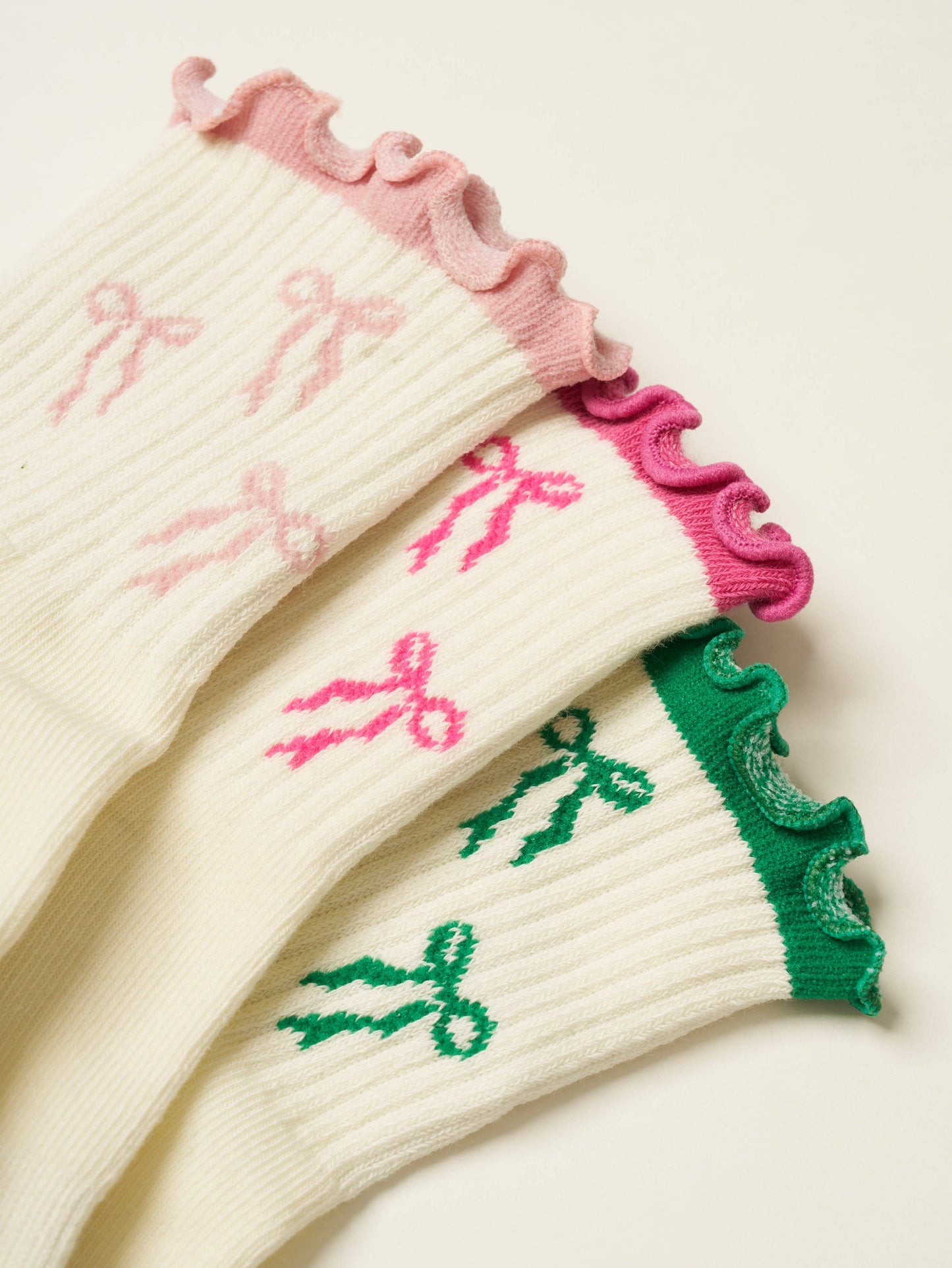 Hot Pink Bow Ruffle Grip Sock