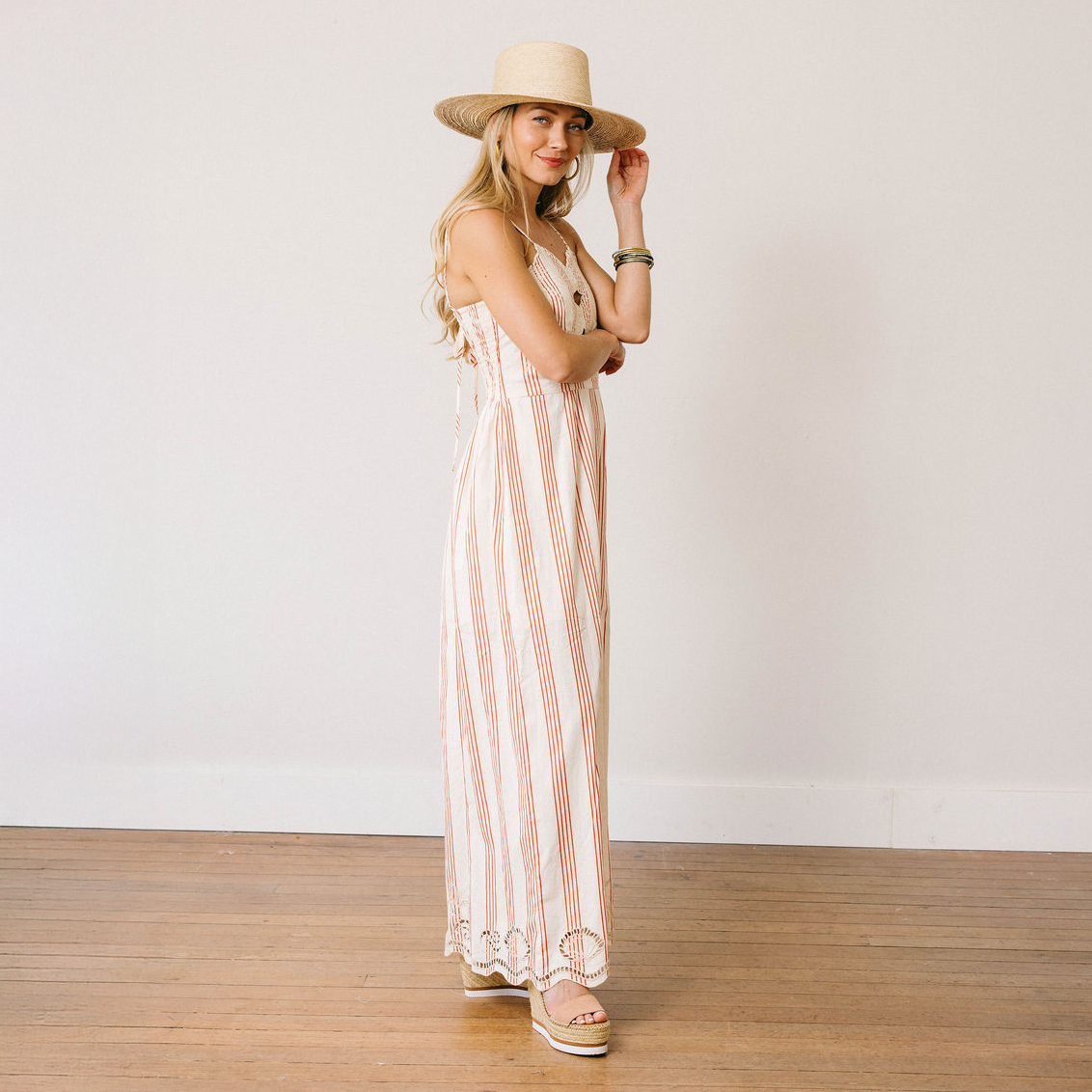 Sunshine Tienda - Cherry Pinstripe Sophia Dress: S