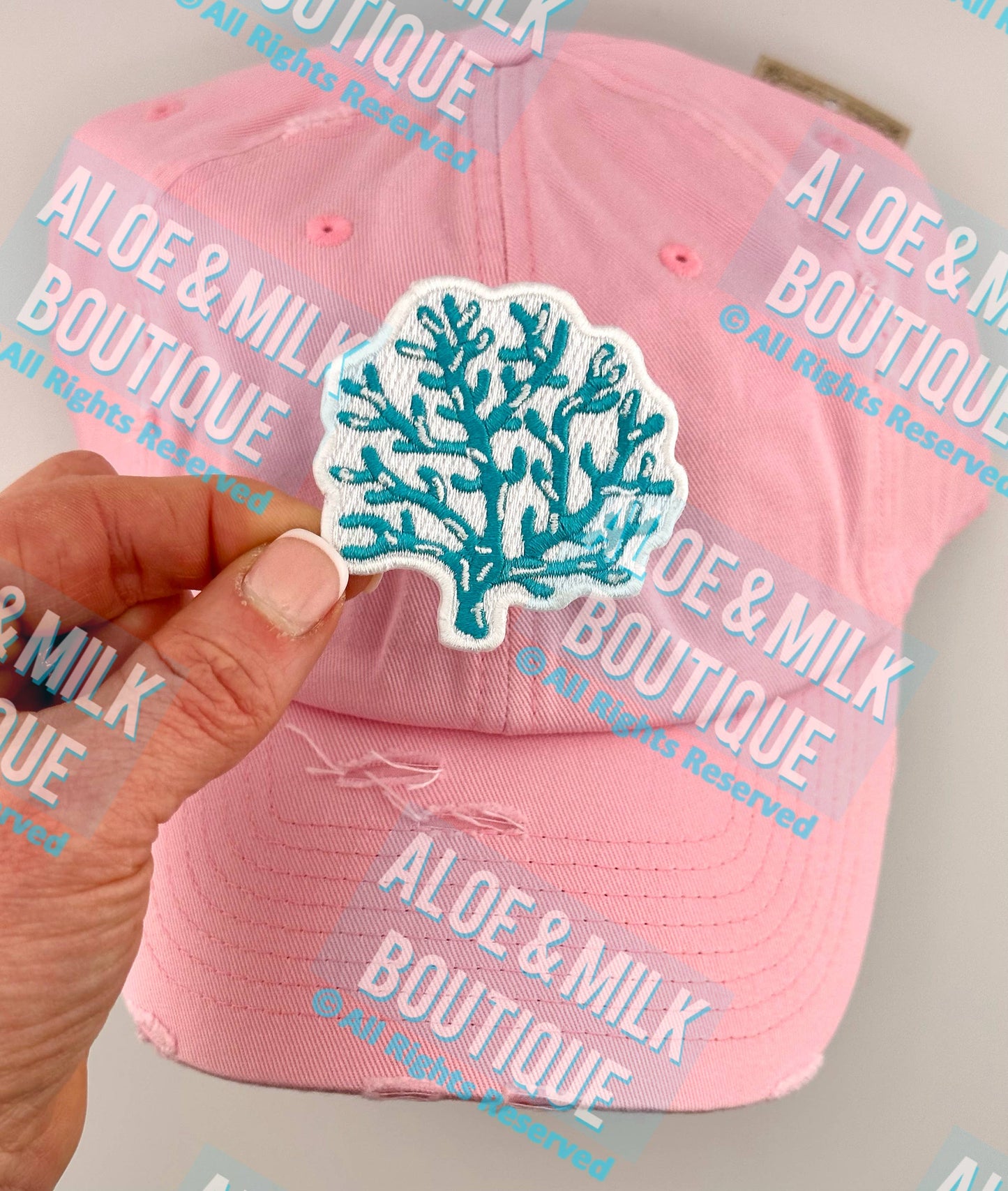 Aloe and Milk Boutique - Coral Turquoise Patch, Coral, Ocean Patches, Beach Patches