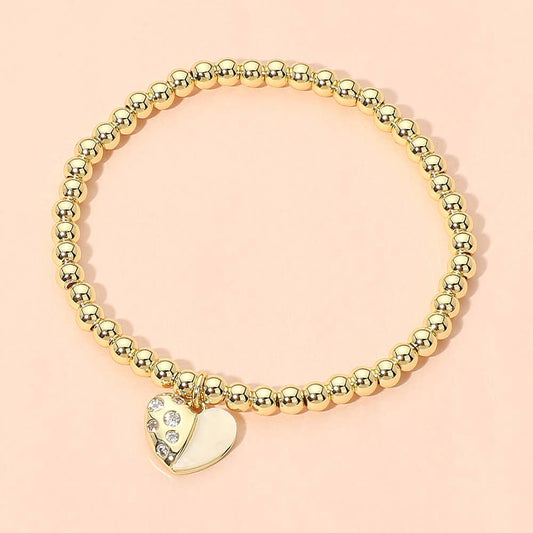 Heart Charm Beaded Bracelet