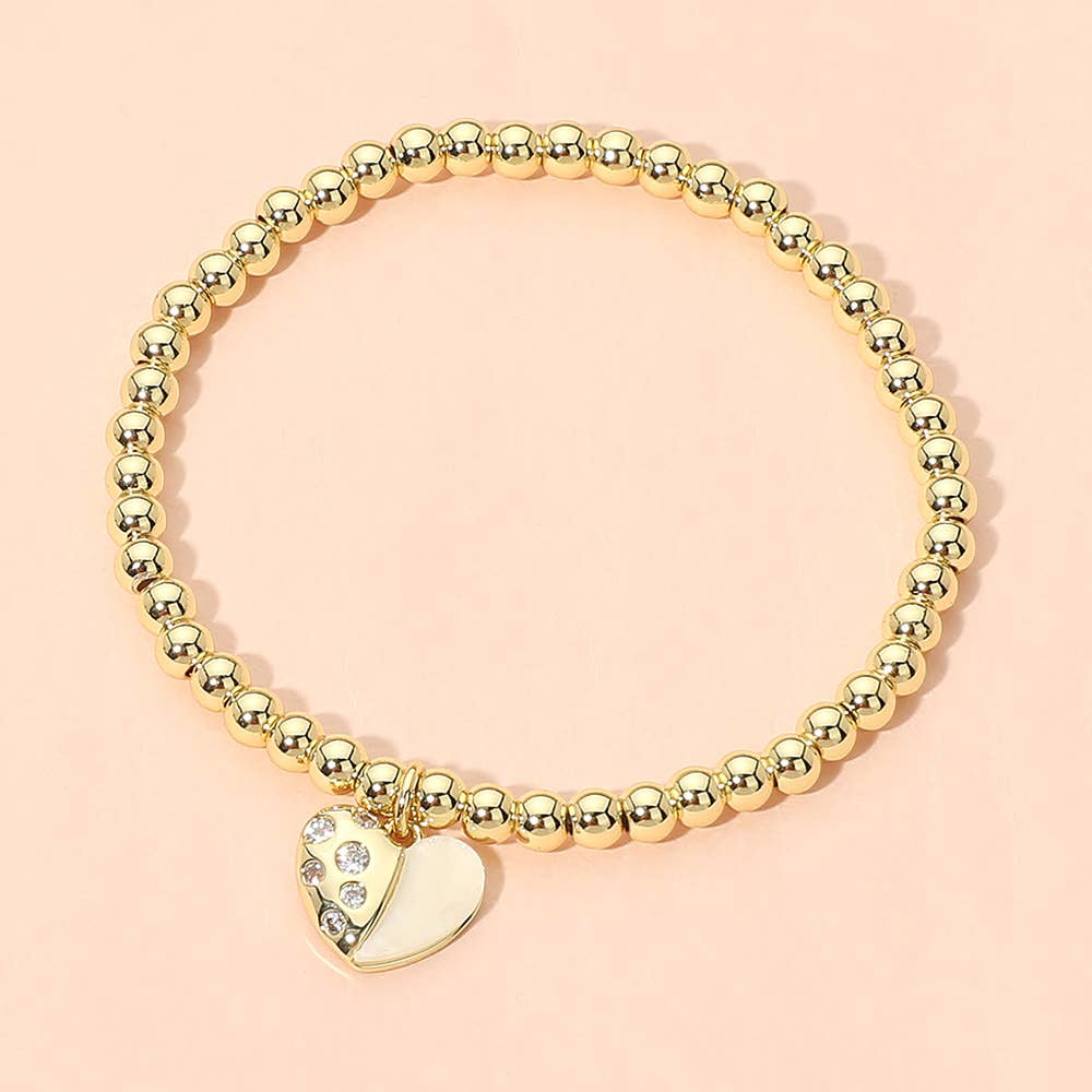 Heart Charm Beaded Bracelet