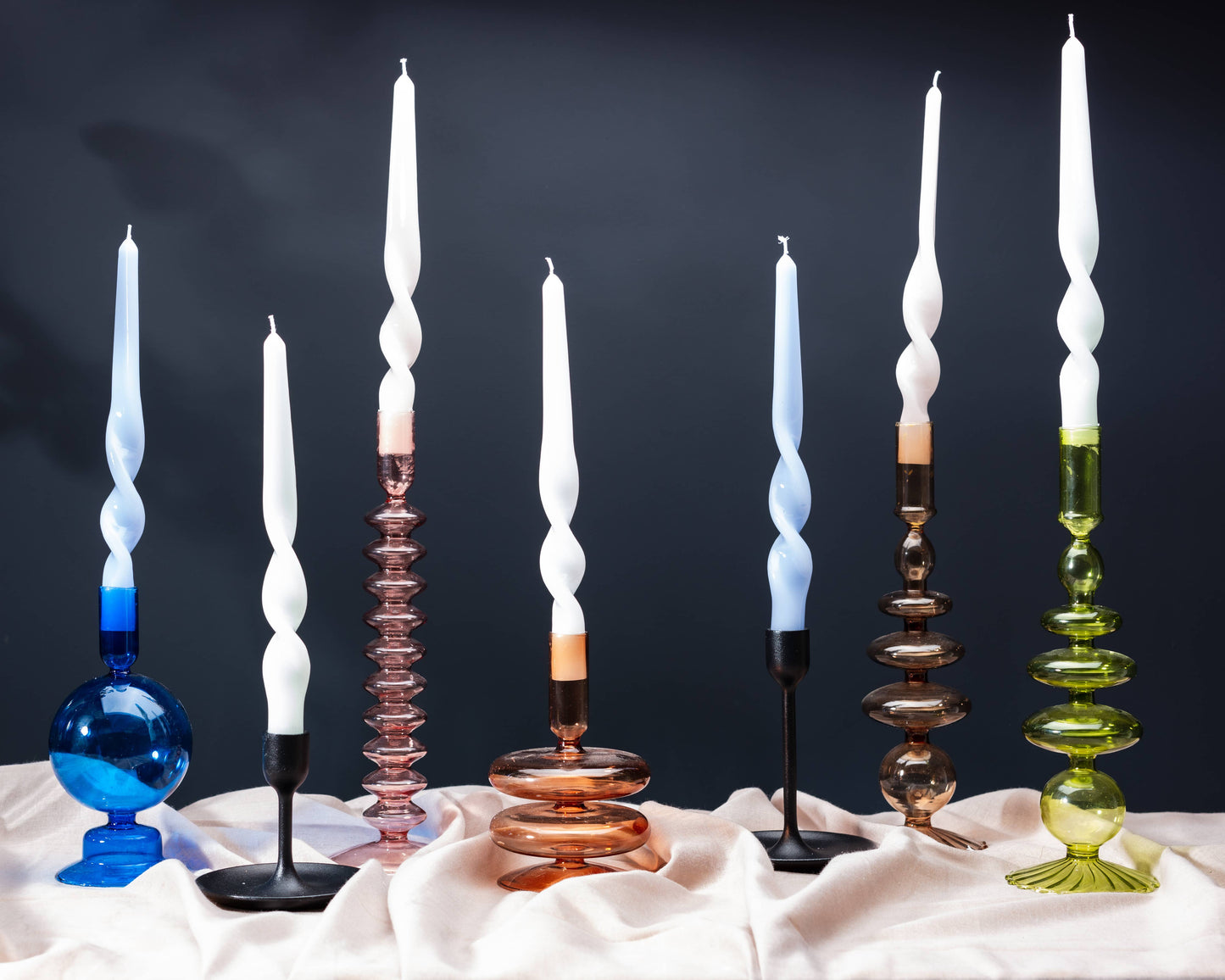 Twist Taper Candles - Ice White