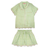 Brooks Avenue - Scalloped Pajama Set Short - Metallics Green: Medium