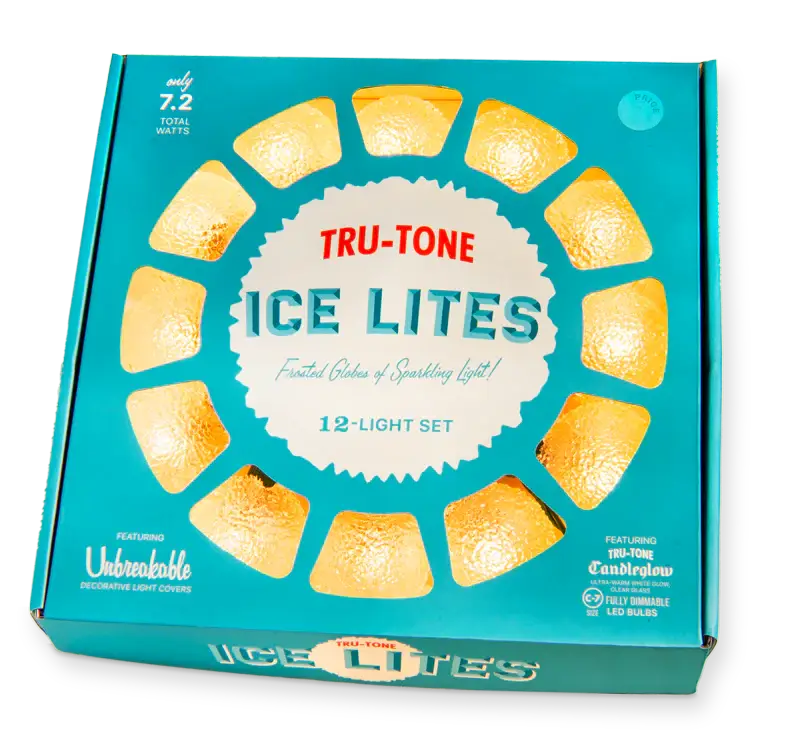 Tru-Tone - Ice Lites - Vintage Style LED Christmas Lights 12-Light set: Frosted Clear