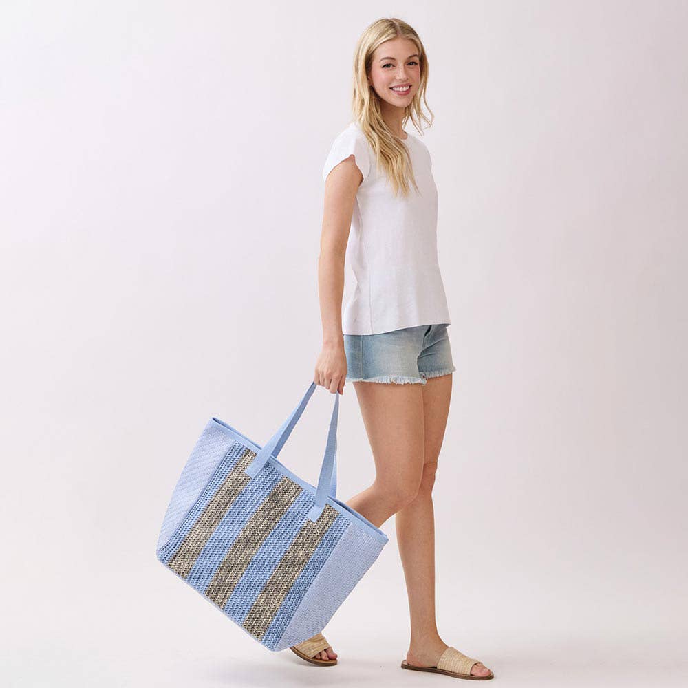 Sensibling Corp. - Nautical Stripe Tote Bag: Taupe