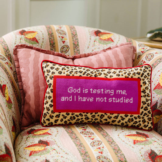 Furbish Studio - God Testing Me Needlepoint Pillow