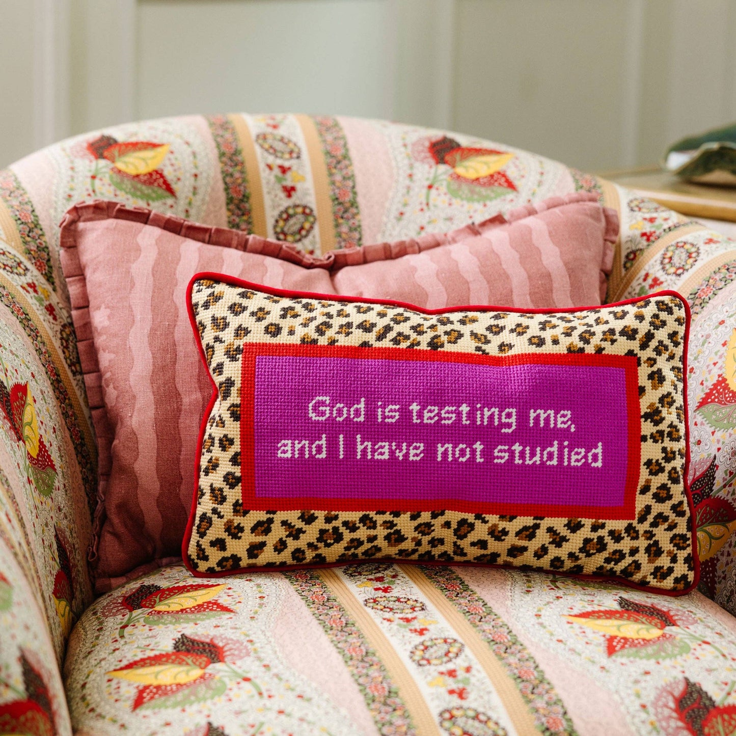 Furbish Studio - God Testing Me Needlepoint Pillow