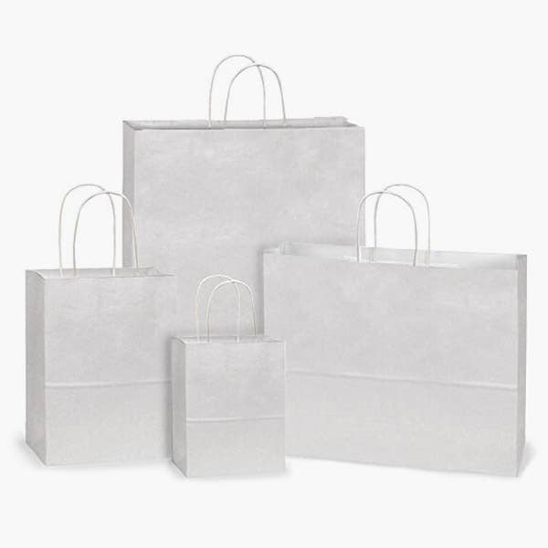 Nashville Wraps - White Kraft Retail Paper Shopping Bags: 100 Pack / Vogue 16x6x12.5"