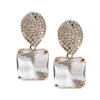 St Armands Designs of Sarasota - Clear Crystal Retro Pave Crystal Gum Drop Statement Earrings