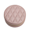 Leah Quilted Round Travel Jewelry Case: Pale Pink