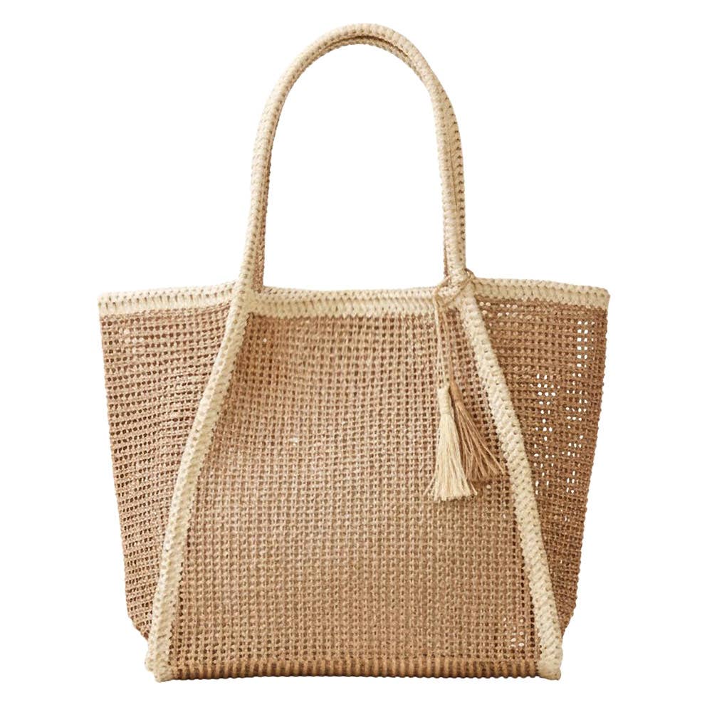 Natural Woven Straw Tote Bag